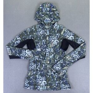 Lululemon Hoodie Size 2 Blue Floral Sport White Multi Black Performance Running